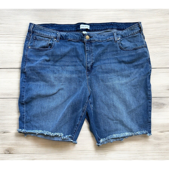 Lane Bryant Pants - Lane Bryant High Rise Raw Hem Denim Jean Shorts Blue Stretch Womens Plus Size 28